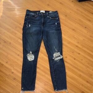 FRAME Dark Blue Distressed Le High Skinny Jeans